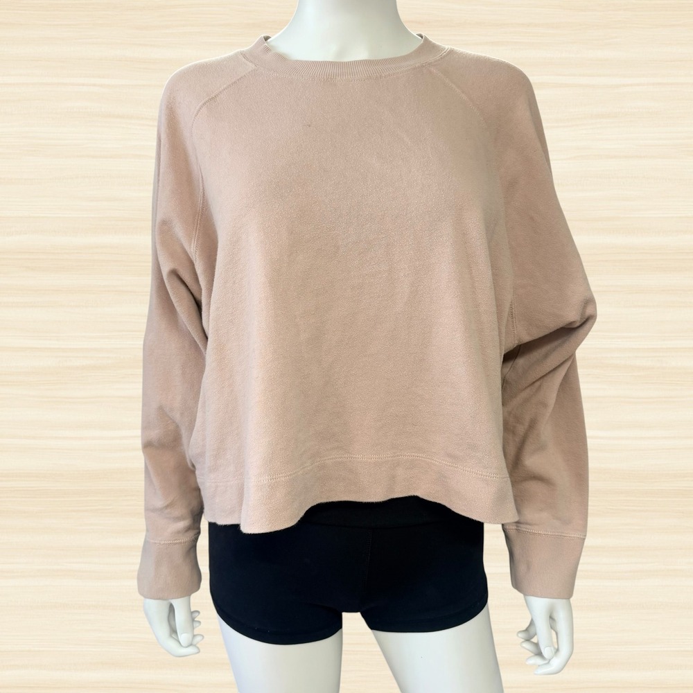Vuori Raglan Sleeve Cropped Sweatshirt Blush Oversized Crewneck Pullover S